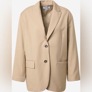 ASOS Beige Oversized Blazer Womens Medium Relaxed Tailored Jacket Minimal Chic